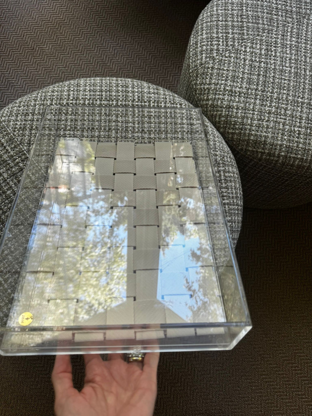 Acrylic Tray with Removable Handwoven Polyester Insert – 250×350×80 mm – Clear 5 mm Acrylic