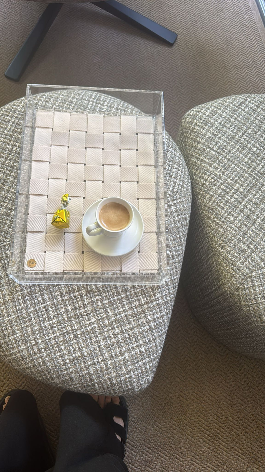 Acrylic Tray with Removable Handwoven Polyester Insert – 250×350×80 mm – Clear 5 mm Acrylic